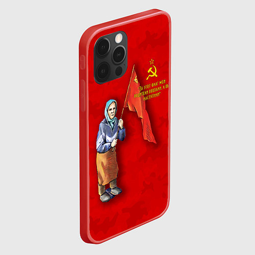 Чехол iPhone 12 Pro Бабуля с флагом / 3D-Красный – фото 2
