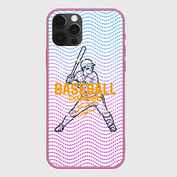 Чехол для iPhone 12 Pro Американский бейсбол, цвет: 3D-малиновый