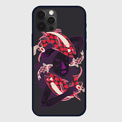 Чехол для iPhone 12 Pro Девушка карп-кои и киты, цвет: 3D-черный