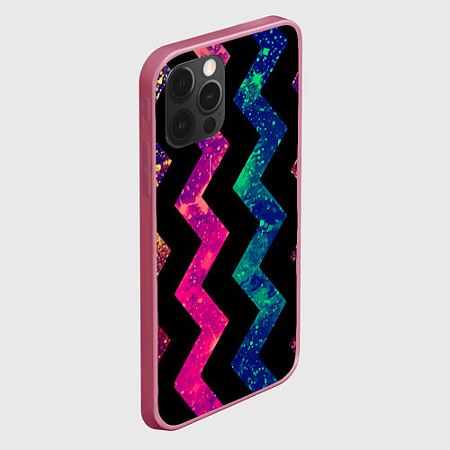 Чехол iPhone 12 Pro Геометрический паттерн Neon / 3D-Малиновый – фото 2