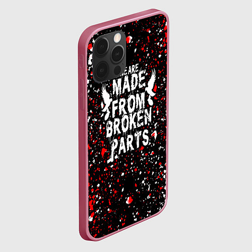 Чехол iPhone 12 Pro HOLLYWOOD UNDEAD брызги красок / 3D-Малиновый – фото 2