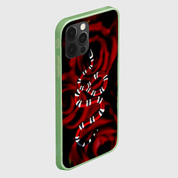 Чехол для iPhone 12 Pro Змея в Цветах Розы Snake Rose, цвет: 3D-салатовый — фото 2