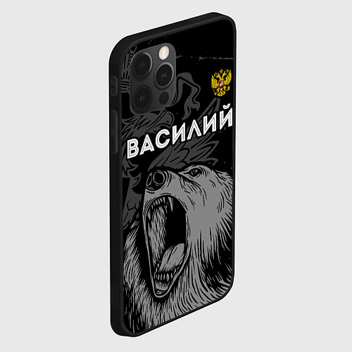 Чехол iPhone 12 Pro Василий Россия Медведь / 3D-Черный – фото 2