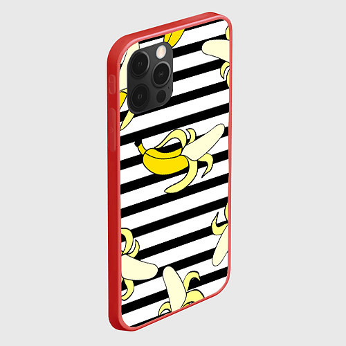 Чехол iPhone 12 Pro Banana pattern Summer / 3D-Красный – фото 2