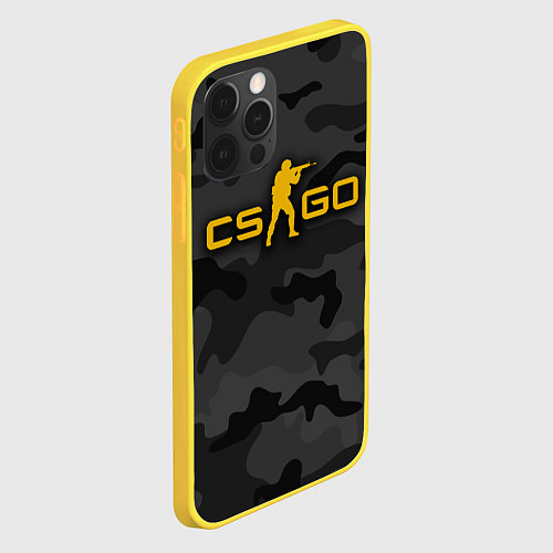 Чехол iPhone 12 Pro Counter-Strike Камуфляж Тёмные Воды / 3D-Желтый – фото 2