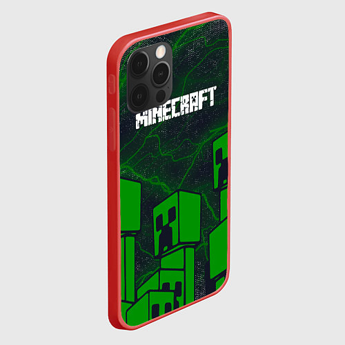 Чехол iPhone 12 Pro Minecraft майнкрафт Зомби / 3D-Красный – фото 2