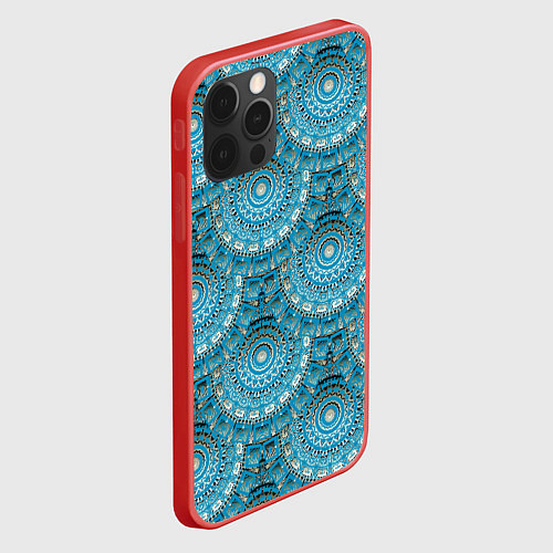 Чехол iPhone 12 Pro Круговые узоры / 3D-Красный – фото 2