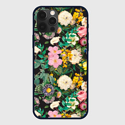 Чехол для iPhone 12 Pro Паттерн из летних цветов Summer Flowers Pattern, цвет: 3D-черный