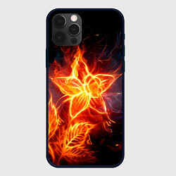 Чехол для iPhone 12 Pro Flower Neon Fashion 2035 Flame, цвет: 3D-черный