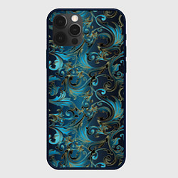 Чехол для iPhone 12 Pro Blue Abstract Узоры, цвет: 3D-черный