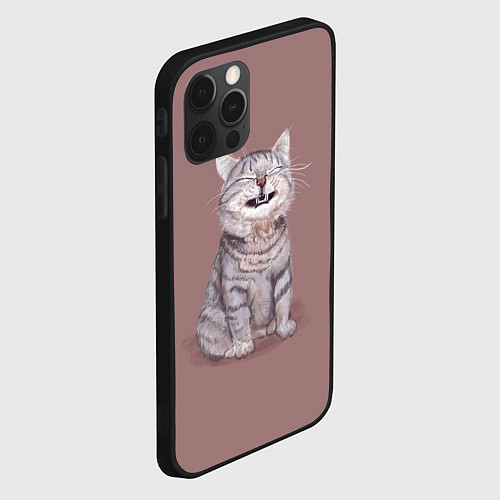Чехол iPhone 12 Pro Недовольный котик Disgruntled cat / 3D-Черный – фото 2