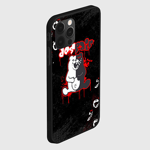 Чехол iPhone 12 Pro Monokuma Паттерн / 3D-Черный – фото 2