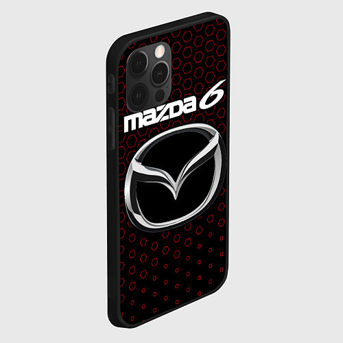 Чехол iPhone 12 Pro MAZDA 6 - Соты / 3D-Черный – фото 2