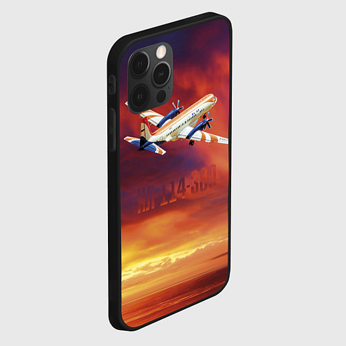 Чехол iPhone 12 Pro Самолет Ил 114-300 / 3D-Черный – фото 2