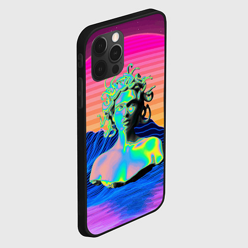 Чехол iPhone 12 Pro Gorgon Medusa Vaporwave Neon Mountains / 3D-Черный – фото 2