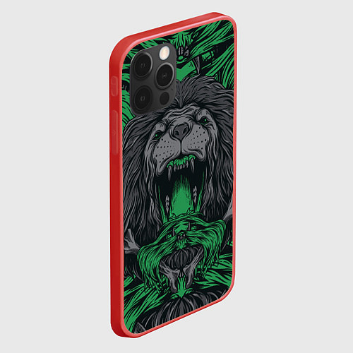 Чехол iPhone 12 Pro Царь зверей лев / 3D-Красный – фото 2