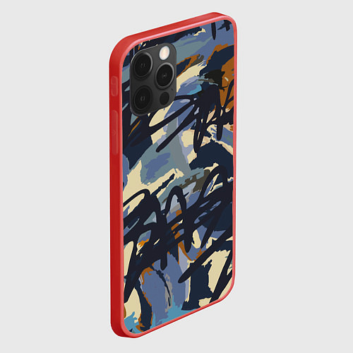 Чехол iPhone 12 Pro Abstract drawing in blue / 3D-Красный – фото 2