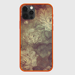 Чехол для iPhone 12 Pro Цветы картина маслом, цвет: 3D-красный