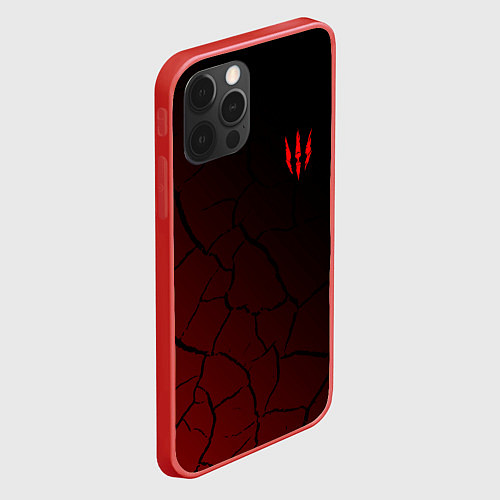 Чехол iPhone 12 Pro THE WITCHER КОГОТЬ ТРЕЩИНЫ / 3D-Красный – фото 2