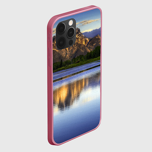 Чехол iPhone 12 Pro Горы mountains / 3D-Малиновый – фото 2