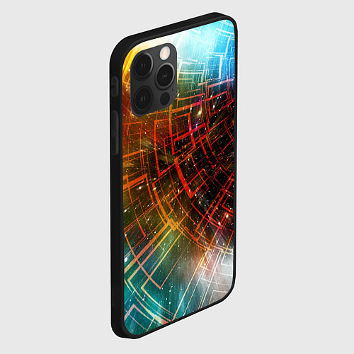 Чехол iPhone 12 Pro Portal - Neon Space - туннель из энергетических па / 3D-Черный – фото 2