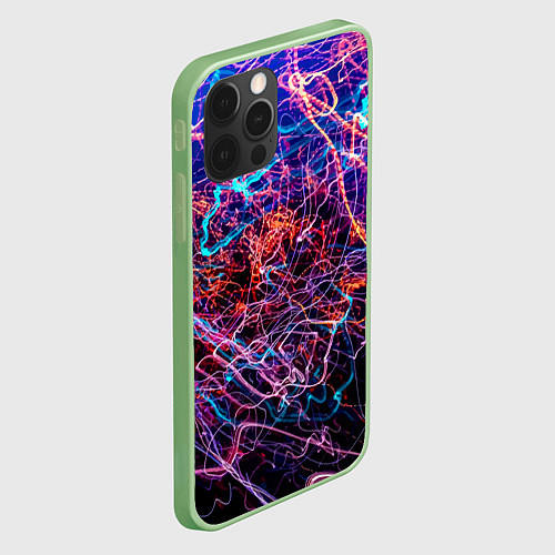 Чехол iPhone 12 Pro Красочный неоновый паттерн Импрессионизм / 3D-Салатовый – фото 2