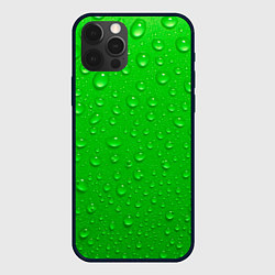 Чехол для iPhone 12 Pro Зеленый фон с росой, цвет: 3D-черный