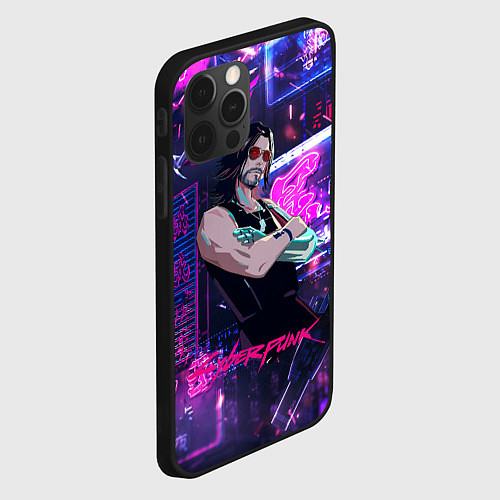 Чехол iPhone 12 Pro Johnny cyberpunk2077 / 3D-Черный – фото 2