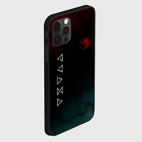 Чехол iPhone 12 Pro The witcher Волк Черные Молнии / 3D-Черный – фото 2