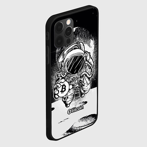Чехол iPhone 12 Pro Космонавт с биткоином / 3D-Черный – фото 2