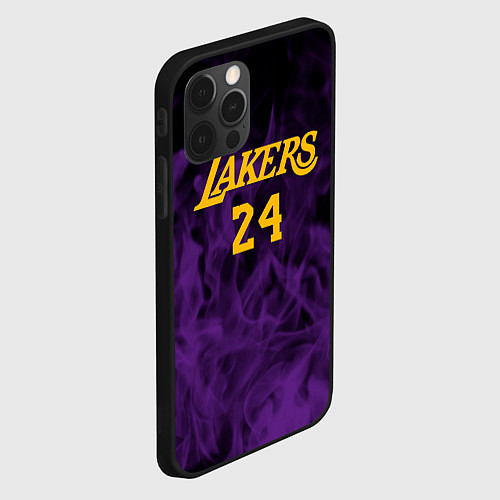 Чехол iPhone 12 Pro Lakers 24 фиолетовое пламя / 3D-Черный – фото 2