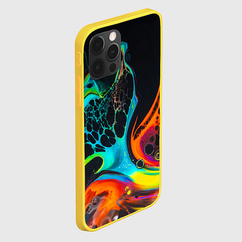 Чехол iPhone 12 Pro Цветная лава краска / 3D-Желтый – фото 2