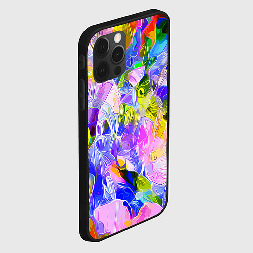 Чехол iPhone 12 Pro Красочный цветочный узор Весна - Лето 2023 Colorfu / 3D-Черный – фото 2
