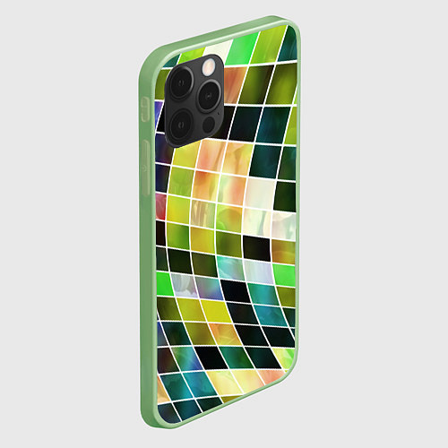 Чехол iPhone 12 Pro Разноцветные квадраты All Color Squares / 3D-Салатовый – фото 2