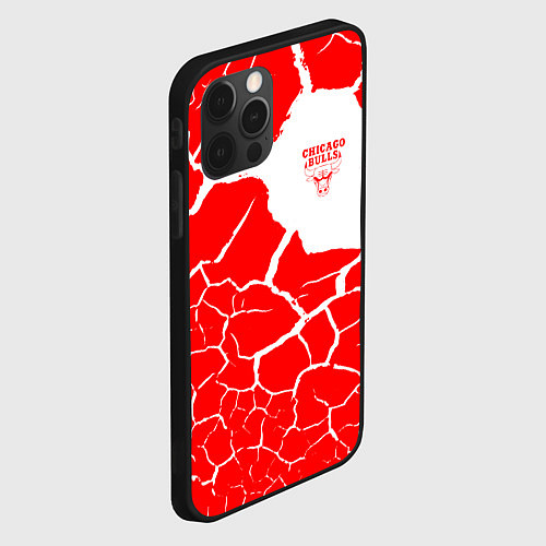 Чехол iPhone 12 Pro CHICAGO BULLS ЧИКАГО БУЛЛС ТРЕЩИНЫ / 3D-Черный – фото 2