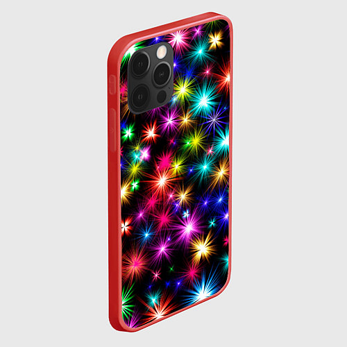 Чехол iPhone 12 Pro ЦВЕТНЫЕ ЗВЕЗДЫ COLORED STARS / 3D-Красный – фото 2