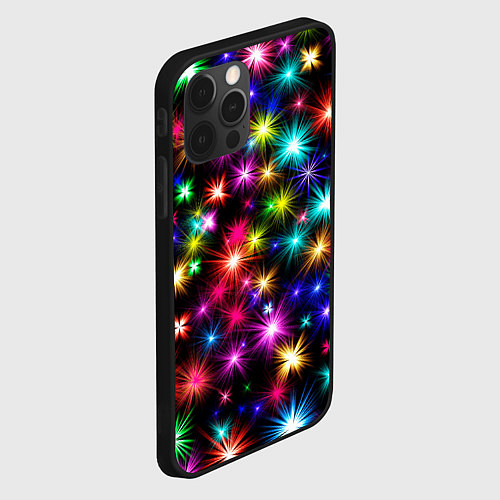 Чехол iPhone 12 Pro ЦВЕТНЫЕ ЗВЕЗДЫ COLORED STARS / 3D-Черный – фото 2