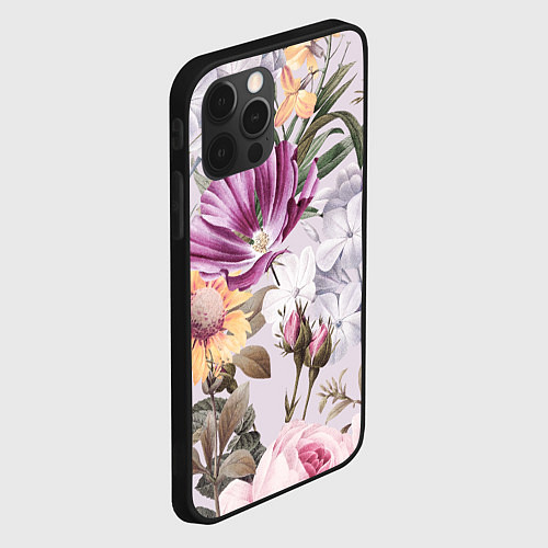 Чехол iPhone 12 Pro Цветы Романтический Букет / 3D-Черный – фото 2