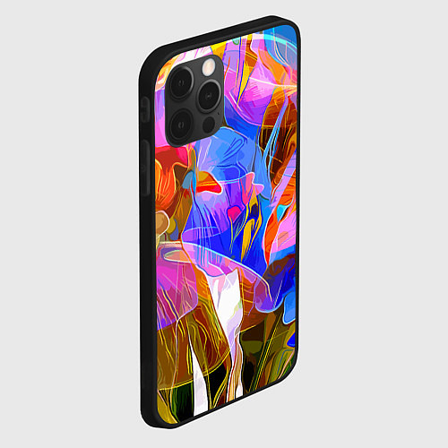 Чехол iPhone 12 Pro Красочный цветочный паттерн Лето Colorful floral p / 3D-Черный – фото 2