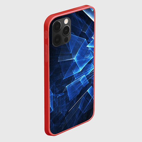 Чехол iPhone 12 Pro Abstract geometric Прозрачные синие голографически / 3D-Красный – фото 2