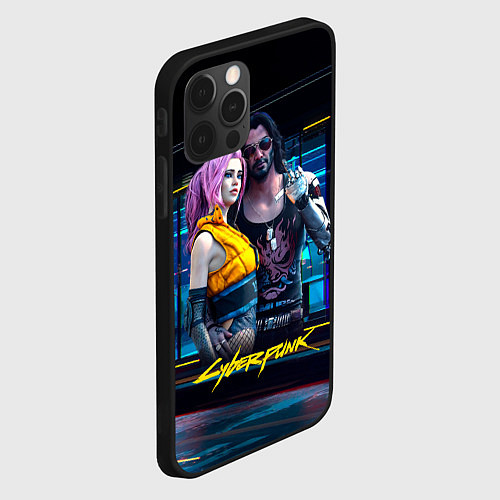 Чехол iPhone 12 Pro Johnny и Vi Girl Cyberpunk2077 / 3D-Черный – фото 2