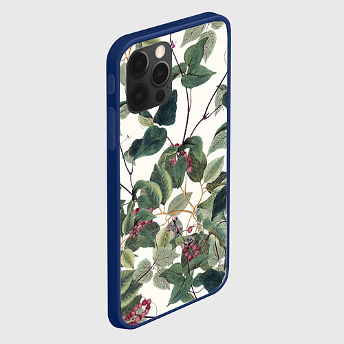 Чехол iPhone 12 Pro Цветы Долихоса / 3D-Тёмно-синий – фото 2
