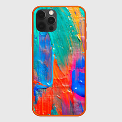 Чехол для iPhone 12 Pro Мазки масляной краски Абстракция Oil Paint Strokes, цвет: 3D-красный