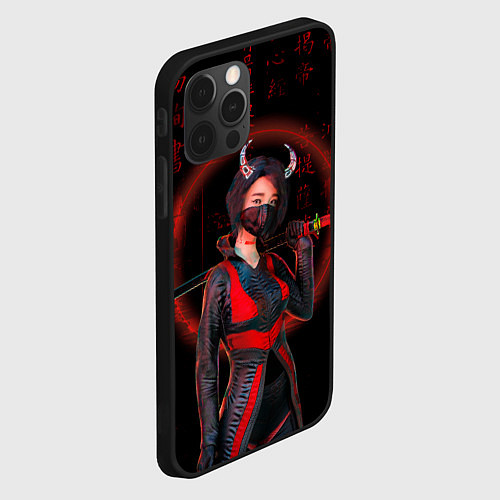 Чехол iPhone 12 Pro Neon oni кунаичи / 3D-Черный – фото 2