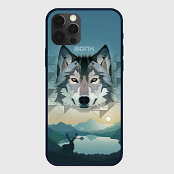 Чехол для iPhone 12 Pro Серый волк - голова, цвет: 3D-черный