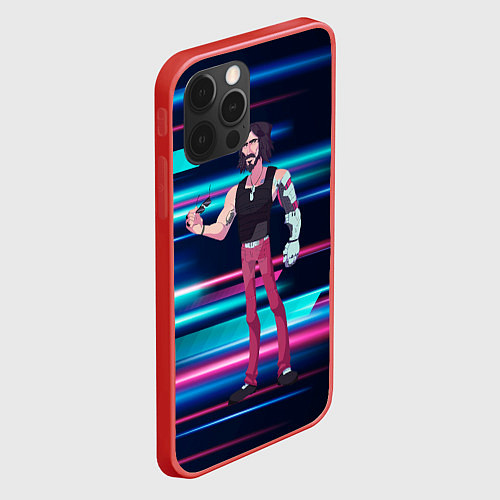 Чехол iPhone 12 Pro Johnny Джонни Cyberpunk / 3D-Красный – фото 2