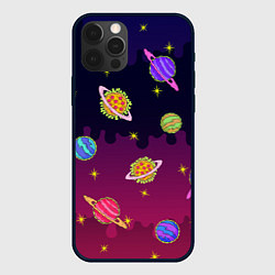 Чехол для iPhone 12 Pro Pizza in Space, цвет: 3D-черный