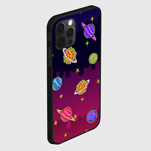 Чехол iPhone 12 Pro Pizza in Space / 3D-Черный – фото 2