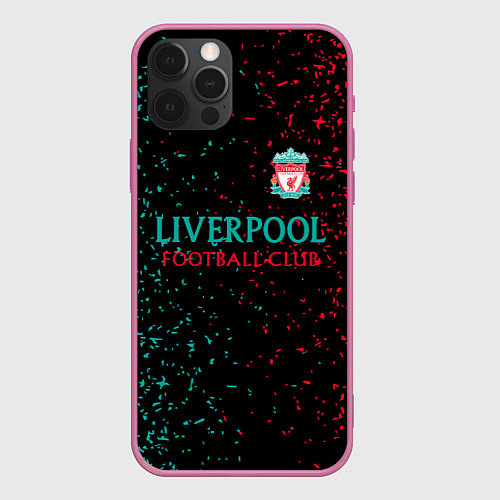 Чехол iPhone 12 Pro Ливерпуль брызги красок / 3D-Малиновый – фото 1