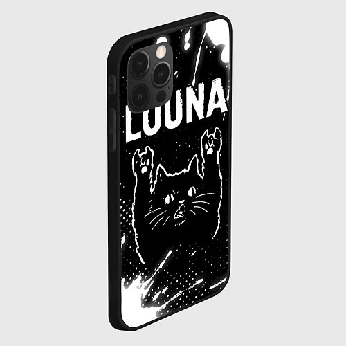 Чехол iPhone 12 Pro Группа Louna и Рок Кот / 3D-Черный – фото 2